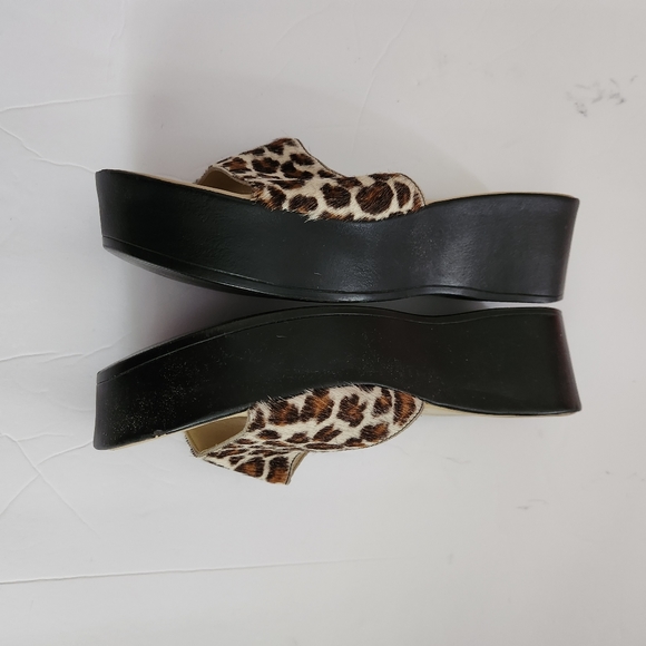 Eddie Bauer Slide Wedge Animal Print Pony Hair shoe Size 9M #1064 - Picture 4 of 12